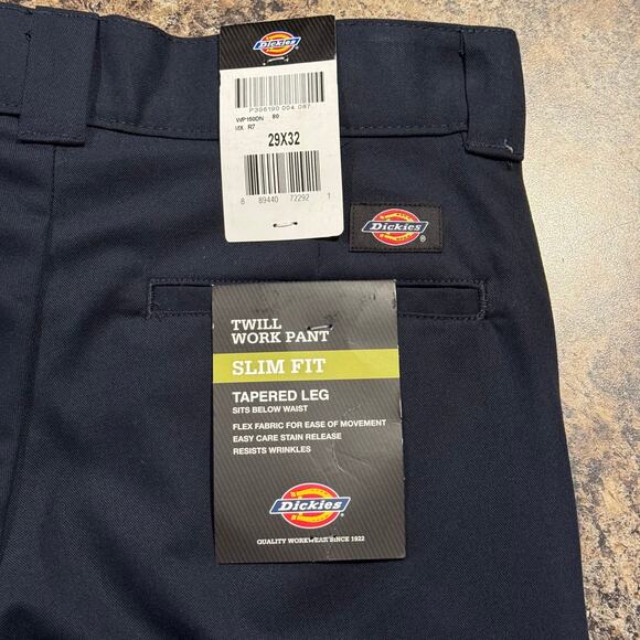 NWT Dickies Mens Pants Slim Tapered Twill Flex Workwear Utility Blue Size 29x32 - Picture 5 of 6
